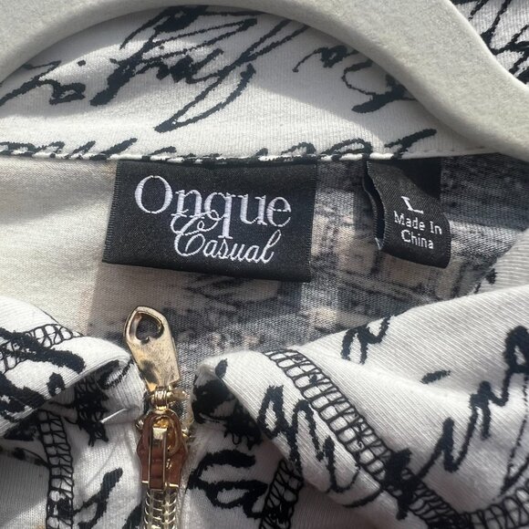 Onque Casual Paris Themed Lightweight Zip Jacket Size L - Picture 5 of 8